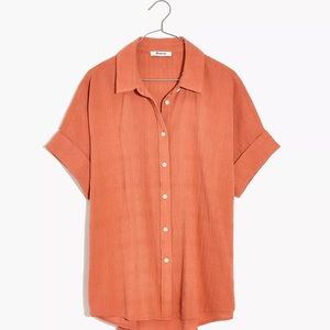 NWT Madewell Courier Pintuck-Back Shirt in Textured Windowpane